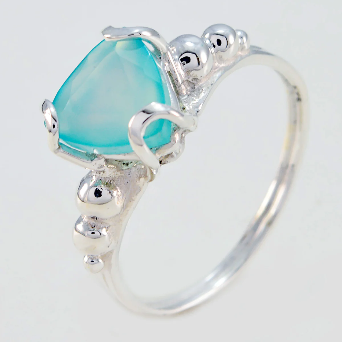Blue Chalcedony Solitaire Moroccan 925 Silver Blue Gemstone Delicate Rope-Wire Ring Jewelry - Image 2