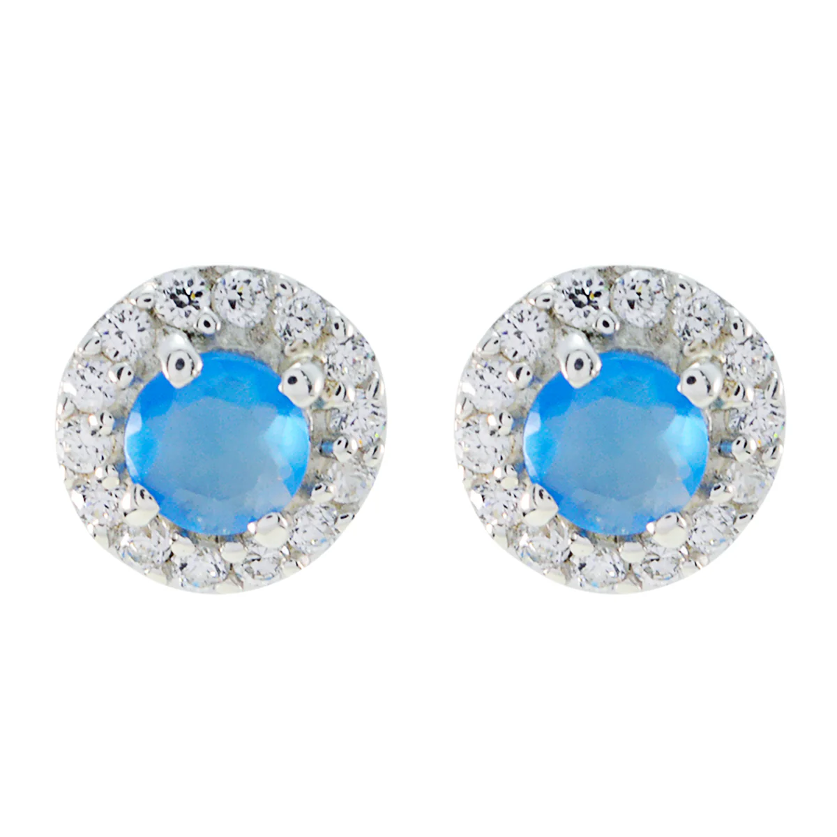 Blue Chalcedony Spanish Joaquina multiple Stud Blue 925 Silver Earring