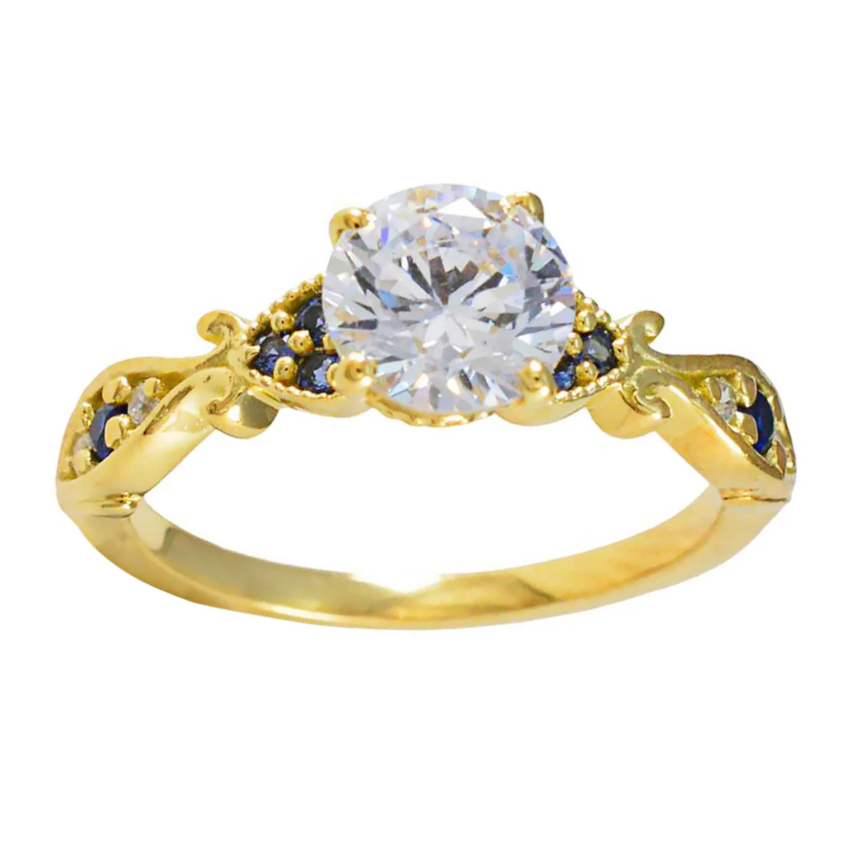 Blue Sapphire CZ Halo Indian Silver Blue Gemstones Delicate Romantic Ring Jewelry - Image 3