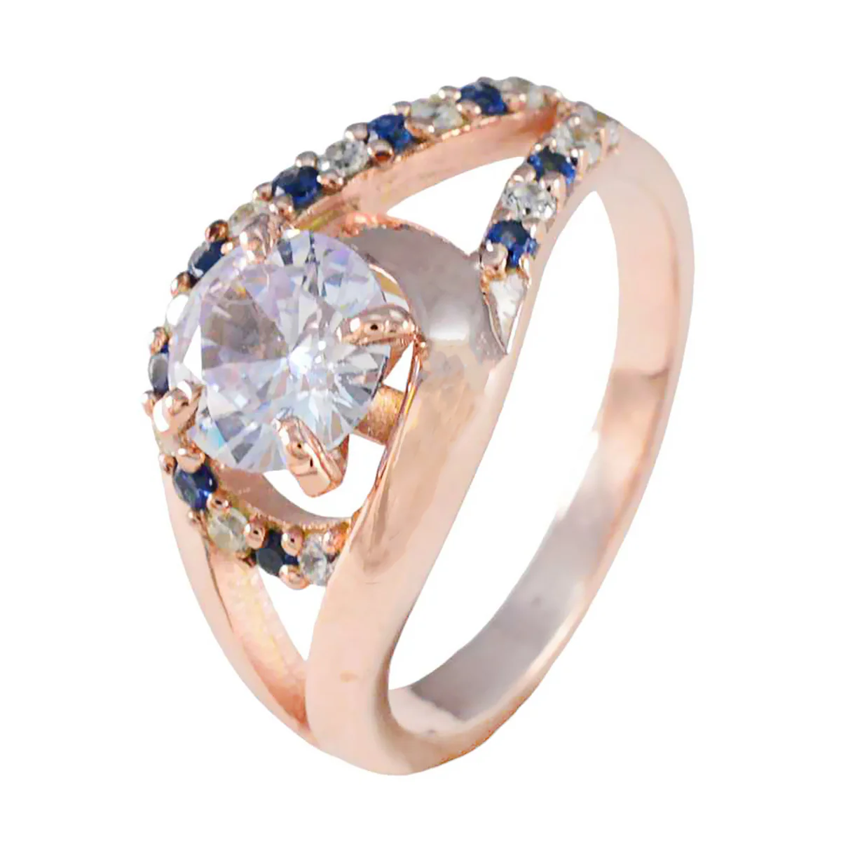 Blue Sapphire CZ Halo Korean 925 Silver Blue Gems Whisper-thin wedding Ring Jewelry - Image 2