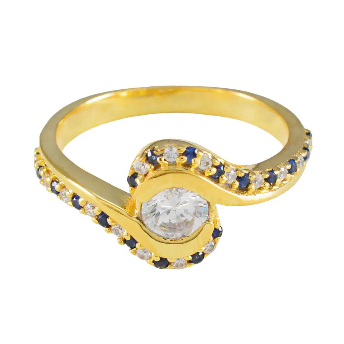 Blue Sapphire CZ Halo Latin American 92.5 Silver Blue Gems Delicate Sophisticated Ring Jewellery