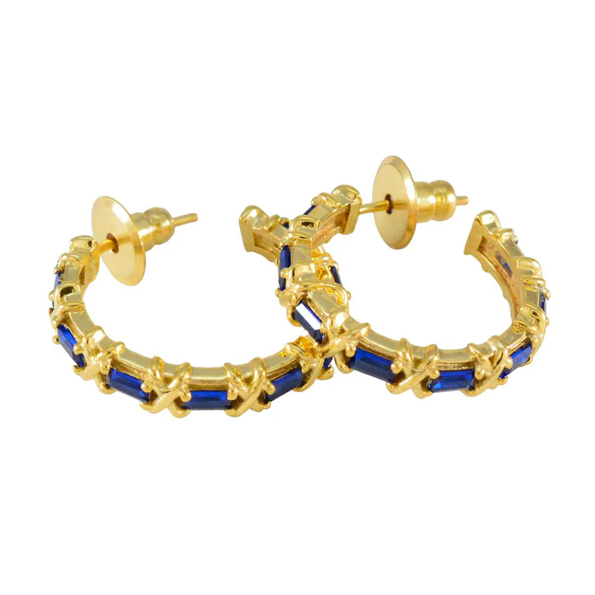 Blue Sapphire CZ Mexican Abigail multiple Stud Blue Sterling Silver Earring - Image 3