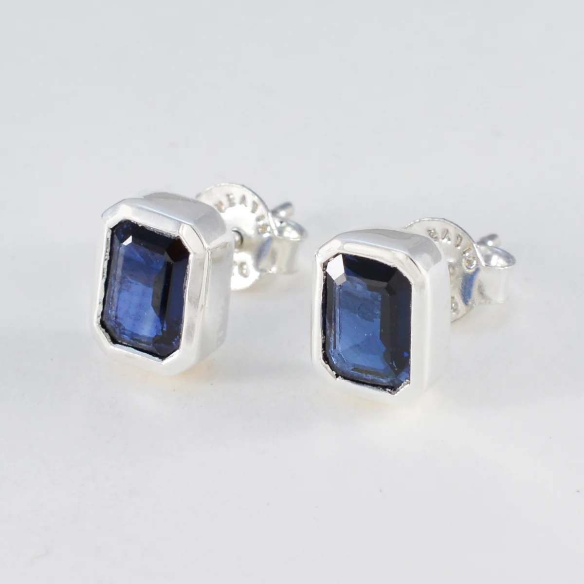 Blue Sapphire Mexican Milagros Solitaire Stud Blue 925 Sterling Silver Earring - Image 3