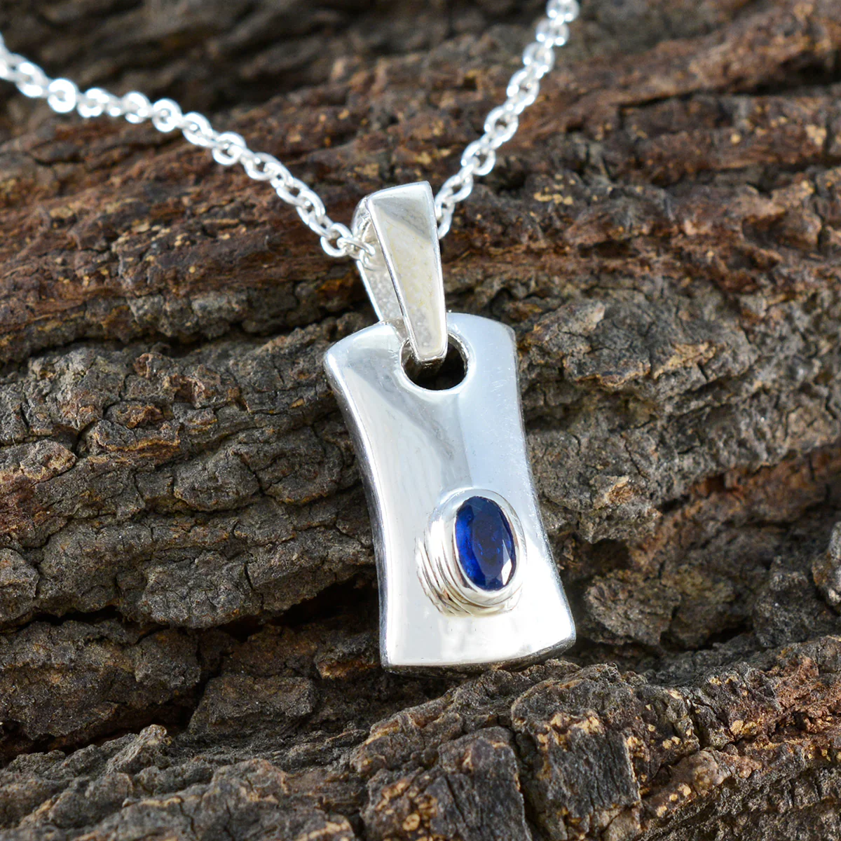 Blue Sapphire Whisper-thin Italian Silver Solitaire Paula Love Blue Pendant Jewelry - Image 3