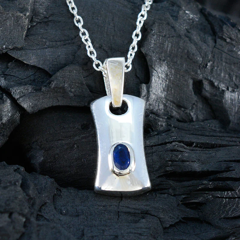 Blue Sapphire Whisper-thin Italian Silver Solitaire Paula Love Blue Pendant Jewelry - Image 4