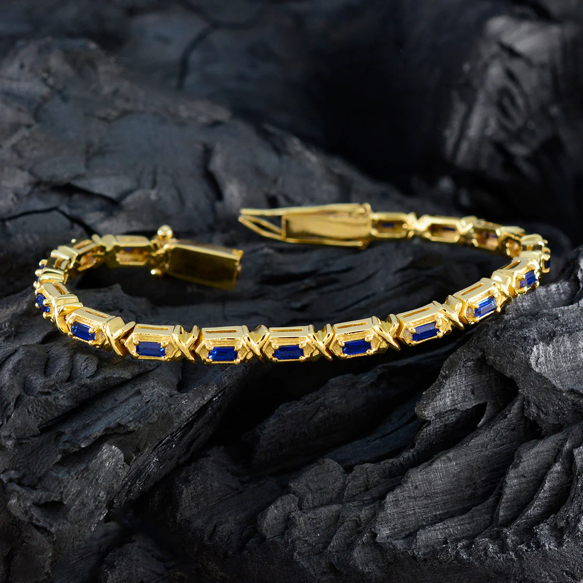 Blue Supphire CZ 12 Days of Christmas Eye-catching Blue Silver Tennis Bracelet - Image 3