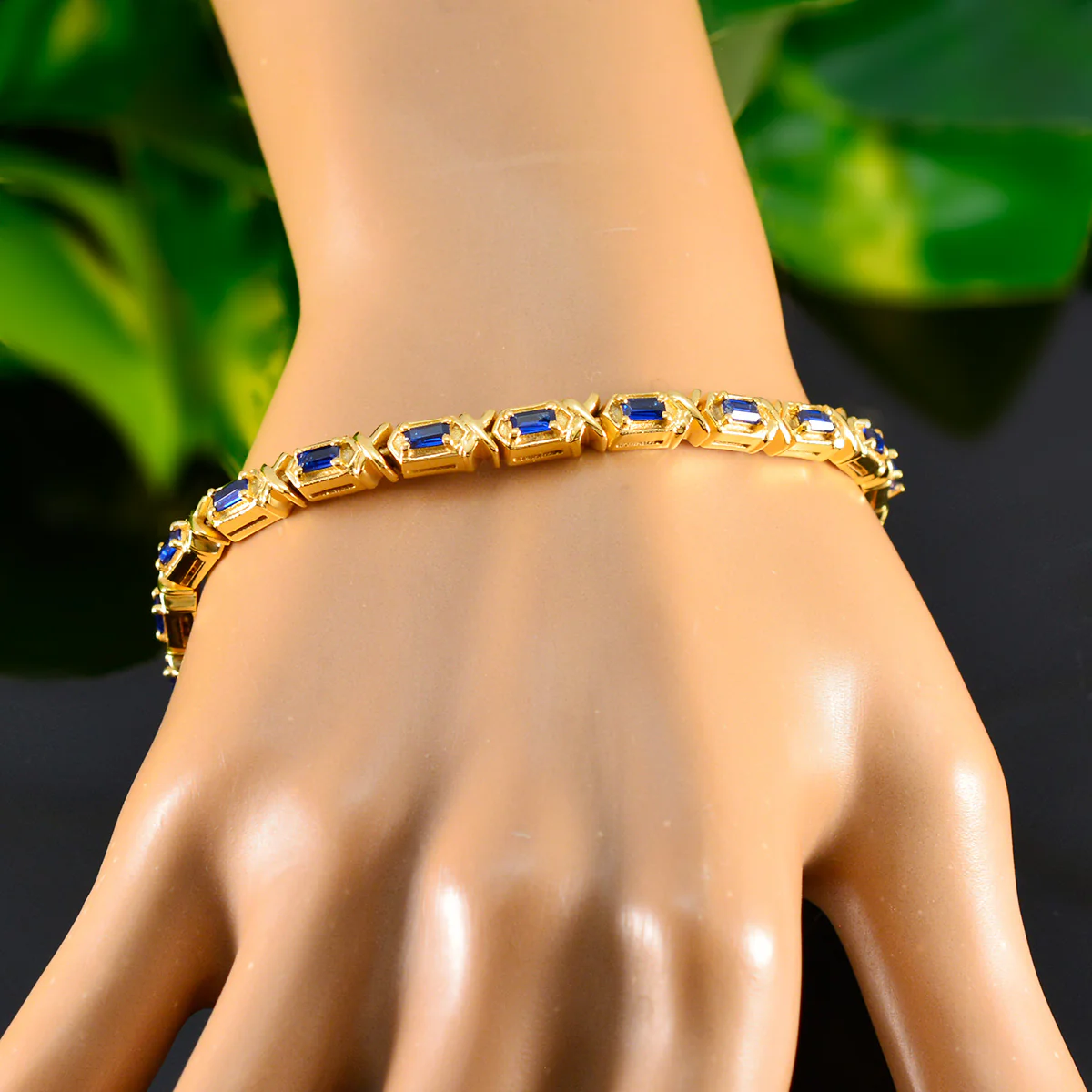 Blue Supphire CZ 12 Days of Christmas Eye-catching Blue Silver Tennis Bracelet - Image 4