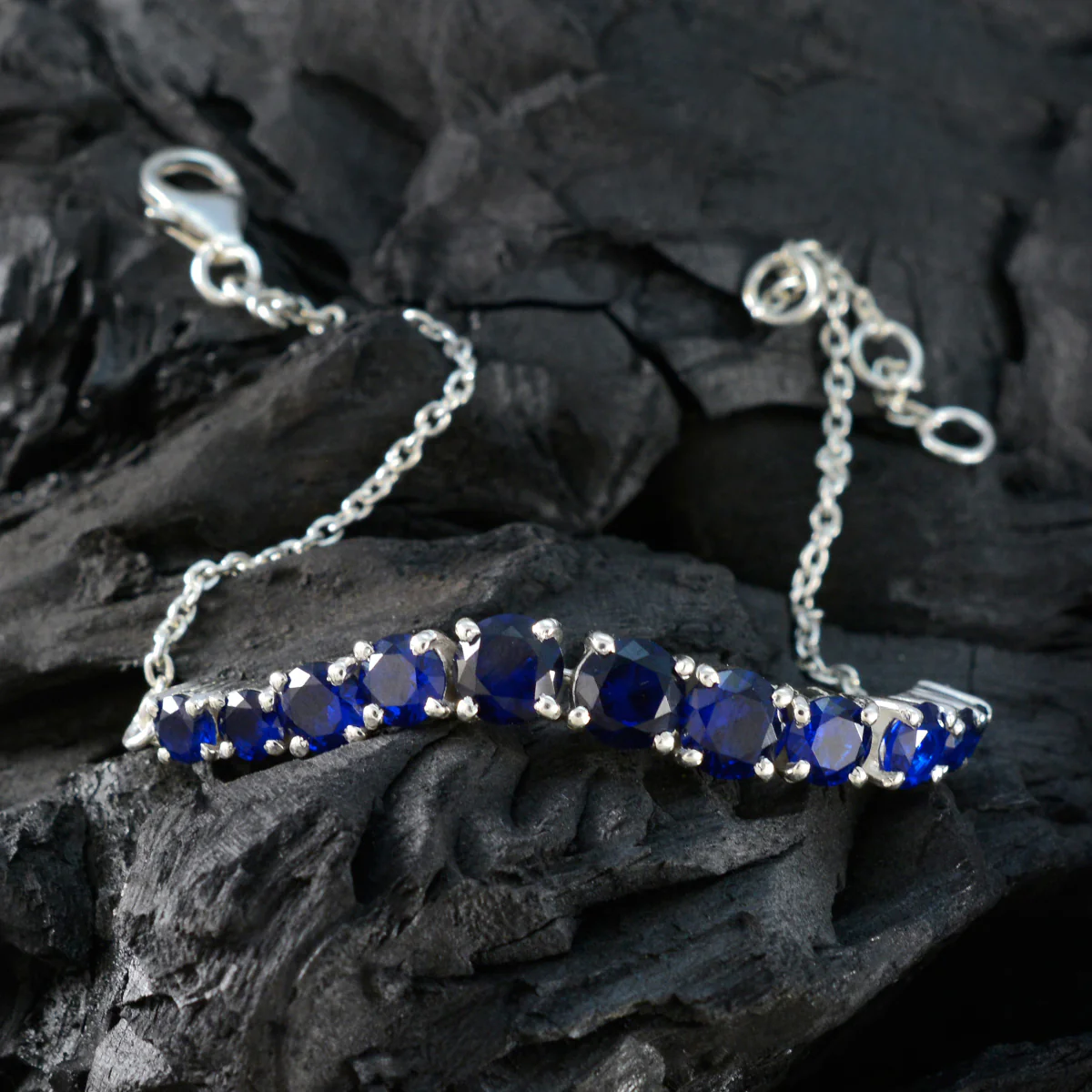 Blue Supphire CZ Corpus Christi Elegant Blue 925 Silver Tennis Bracelet - Image 3