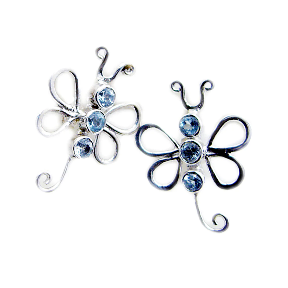 Blue Topaz African Victoria multiple Stud Blue Silver Earring - Image 2