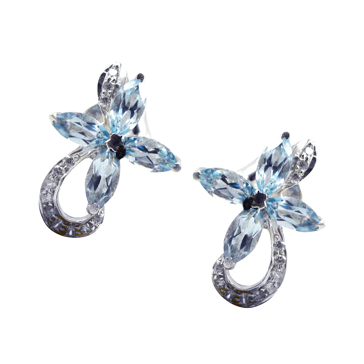 Blue Topaz Australian Yan multiple Stud Blue Sterling Silver Earring - Image 2