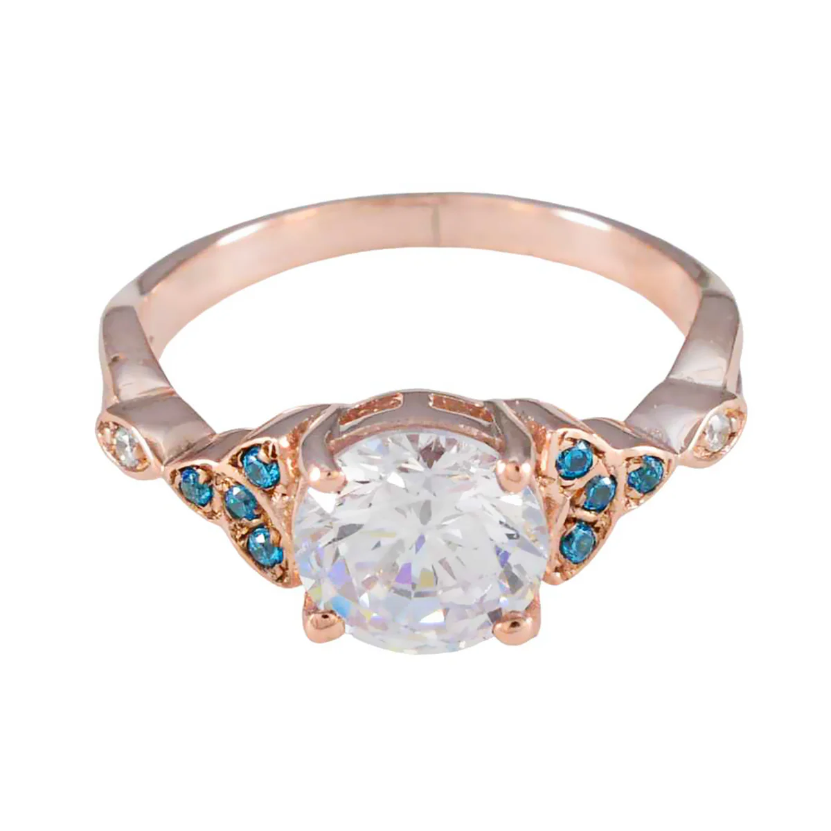 Blue Topaz CZ Halo Latin American 925 Sterling Silver Blue Gemstone Whisper-thin wedding Ring Jewellery