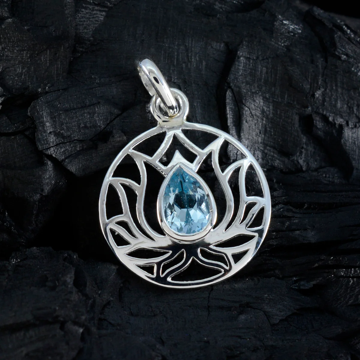 Blue Topaz Dainty French 92.5 Silver Solitaire Bella Rope-Wire Blue Pendant Jewellery - Image 3