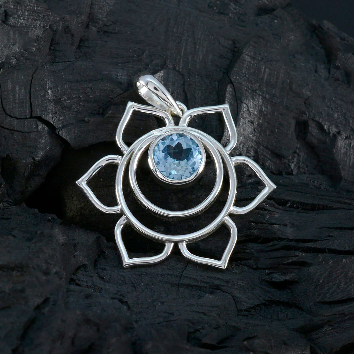 Blue Topaz Dainty Italian 925 Silver Solitaire Hanna Rope-Wire Blue Pendant Jewelry - Image 3