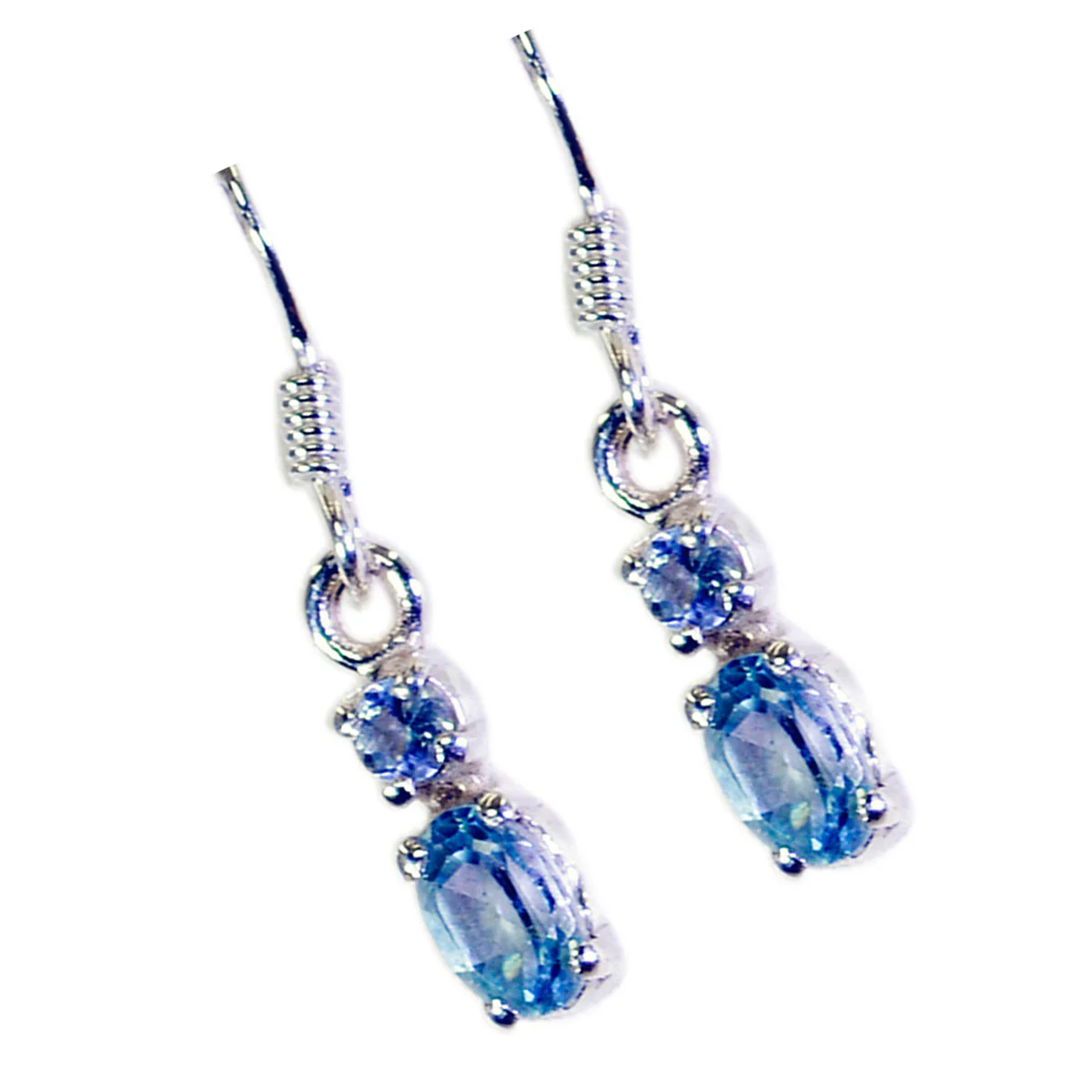 Blue Topaz Egyptian Addison multiple Dangle Blue Silver Earring - Image 3