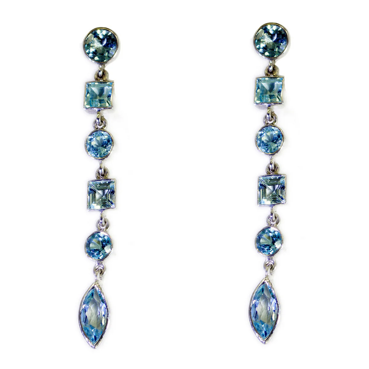 Blue Topaz Egyptian Andrea multiple Stud Blue 925 Sterling Silver Earring