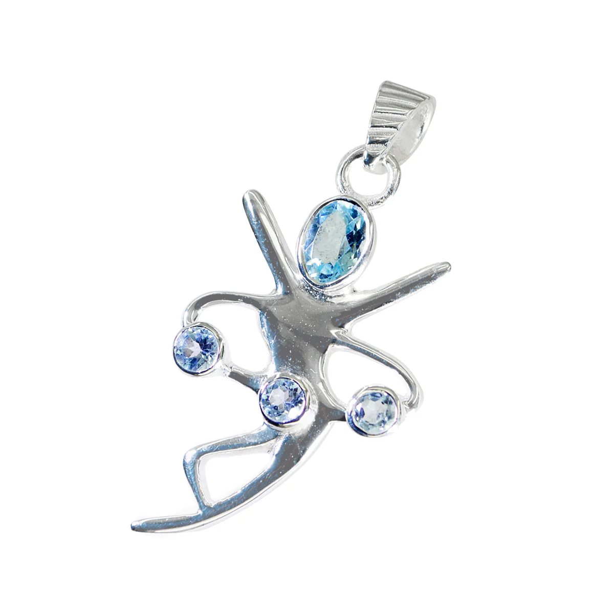 Blue Topaz Essential Russian 92.5 Silver quarter Grace Love Blue Pendant Jewellery - Image 3