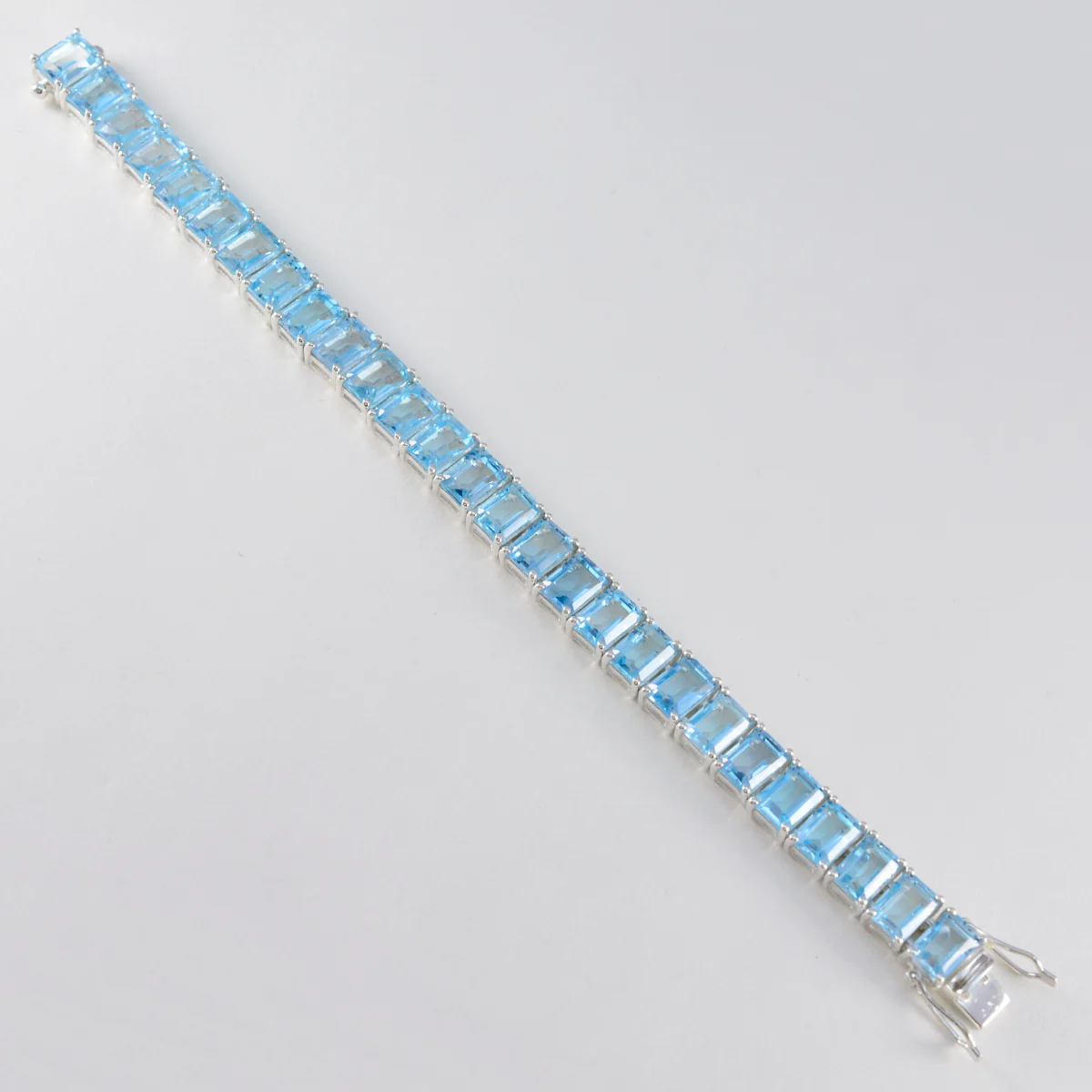 Blue Topaz Fashion Eye-catching Blue 925 Silver Tennis Bracelet - Image 3