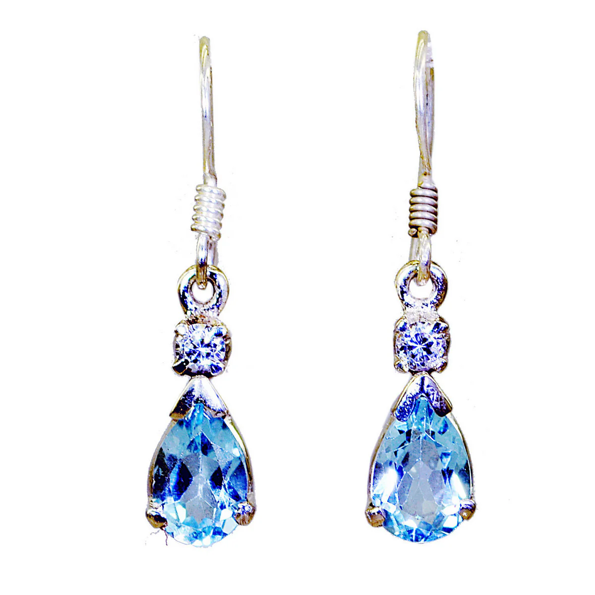 Blue topaz French Agustina multiple Dangle Blue 925 Sterling Silver Earring - Image 3