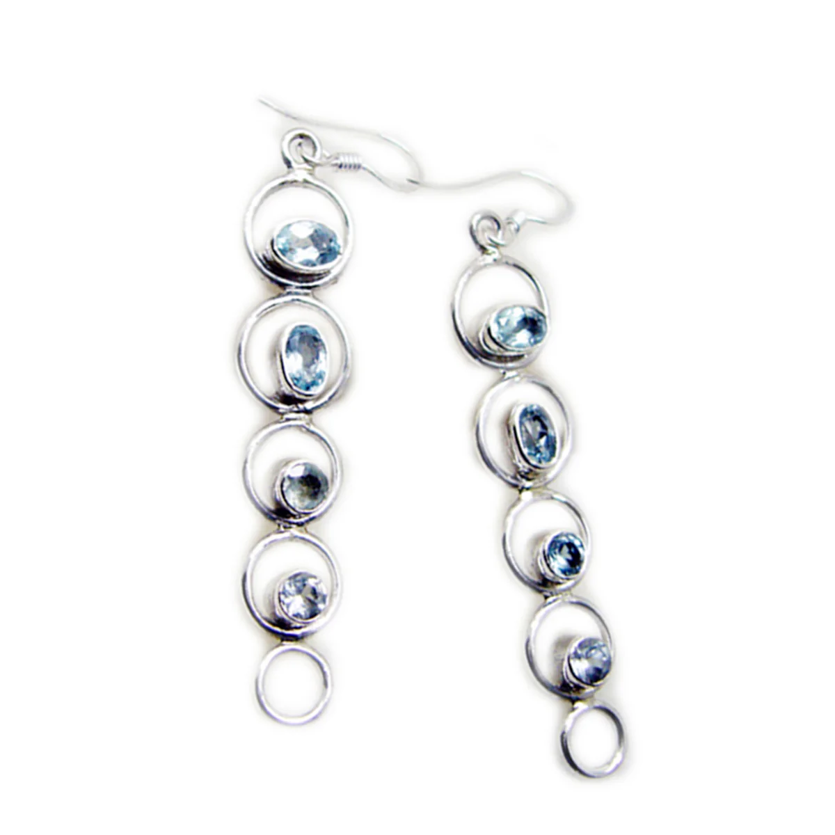Blue Topaz German Agustina multiple Dangle Blue Sterling Silver Earring