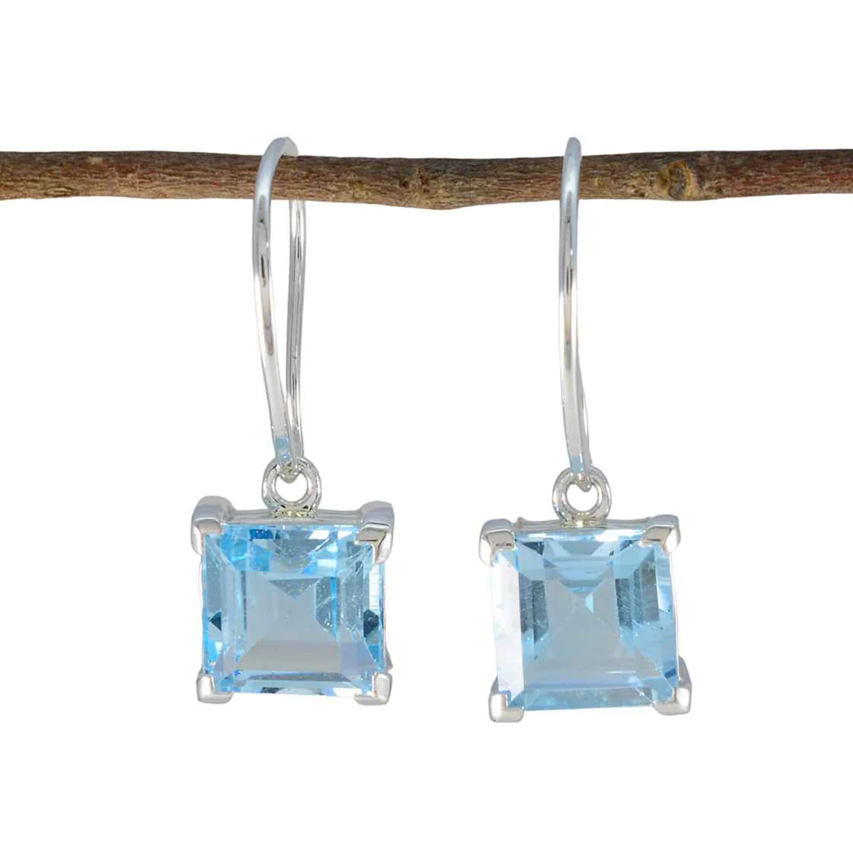 Blue Topaz German María Solitaire Dangle Blue Sterling Silver Earring - Image 2