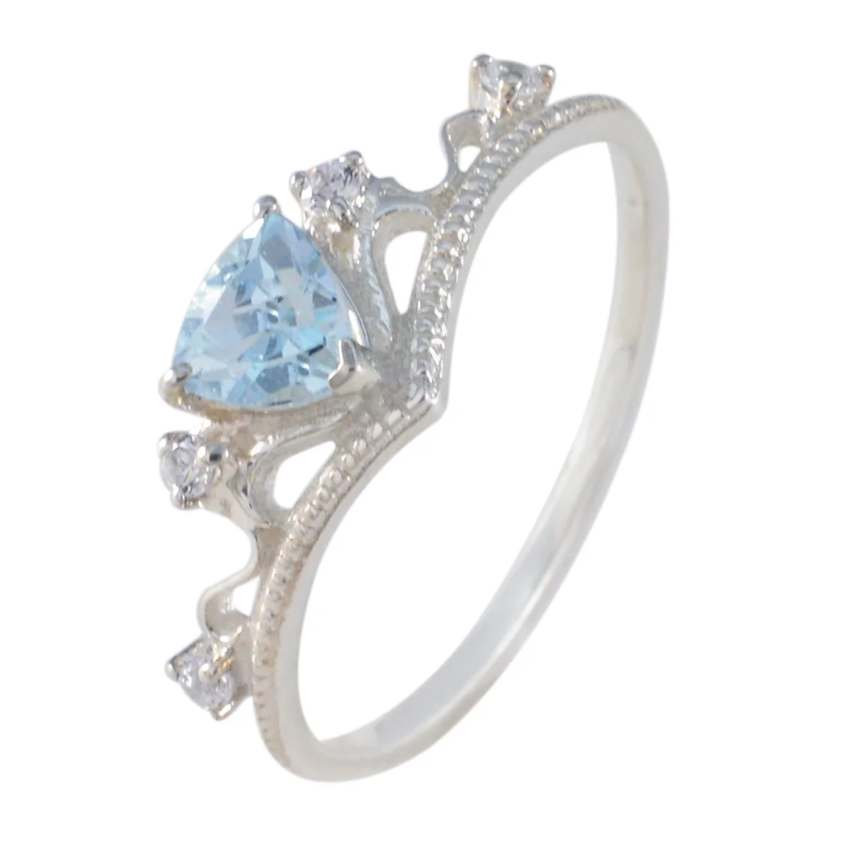 Blue Topaz Halo Japanese 925 Silver Blue Gems Elegant Glamorous Ring Jewellery - Image 2