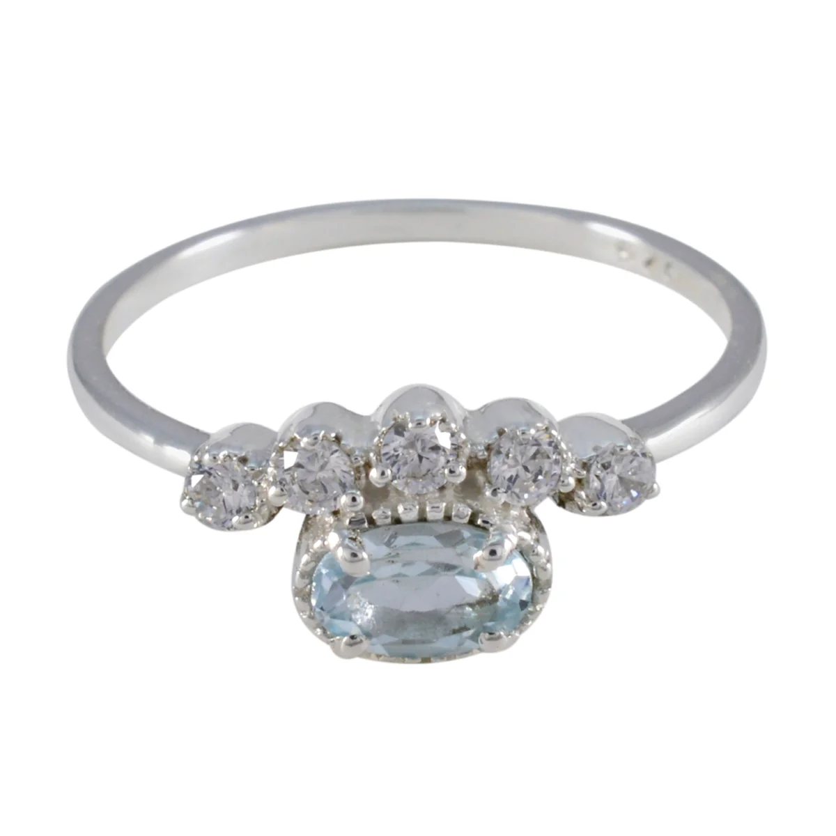 Blue Topaz Halo Japanese Sterling Silver Blue Gemstone Elegant Abstract Ring Jewellery