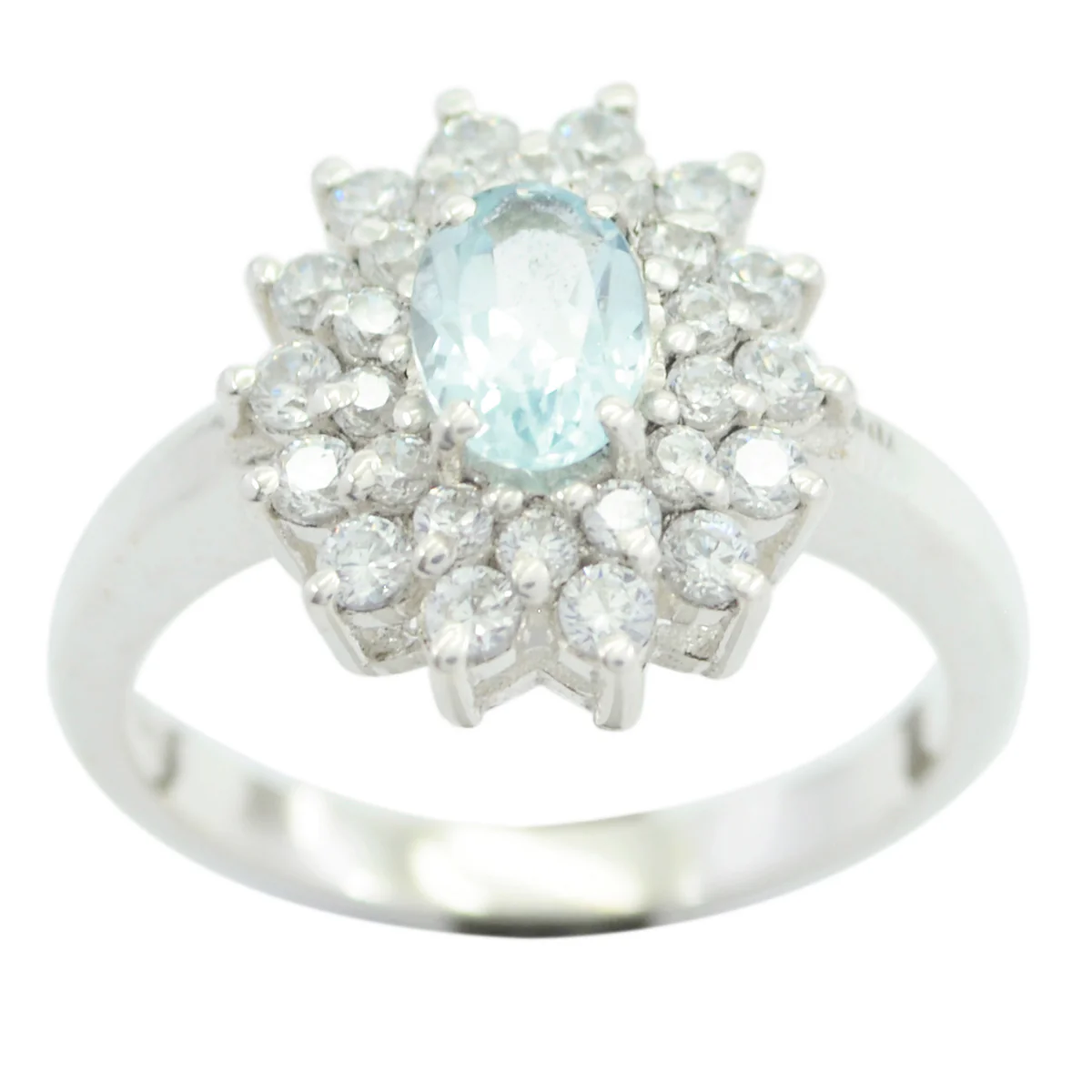Blue Topaz Halo Moroccan Sterling Silver Blue Gems Slim Artisan Ring Jewellery