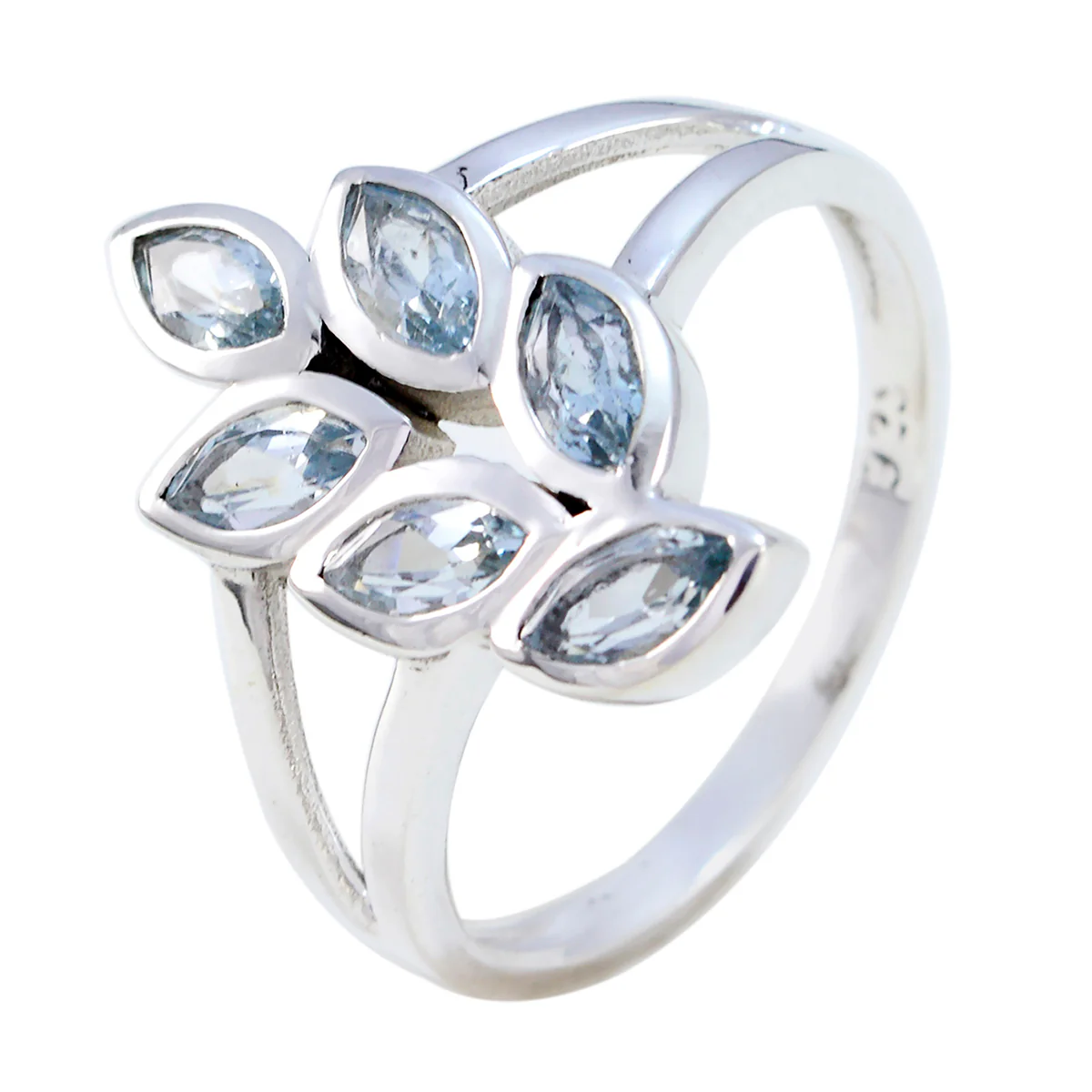 Blue Topaz Hexa African 92.5 Silver Blue Gems Slim Artisan Ring Jewelry - Image 2
