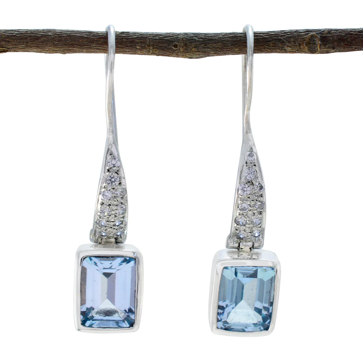 Blue Topaz Japanese Alice multiple Dangle Blue 925 Silver Earring