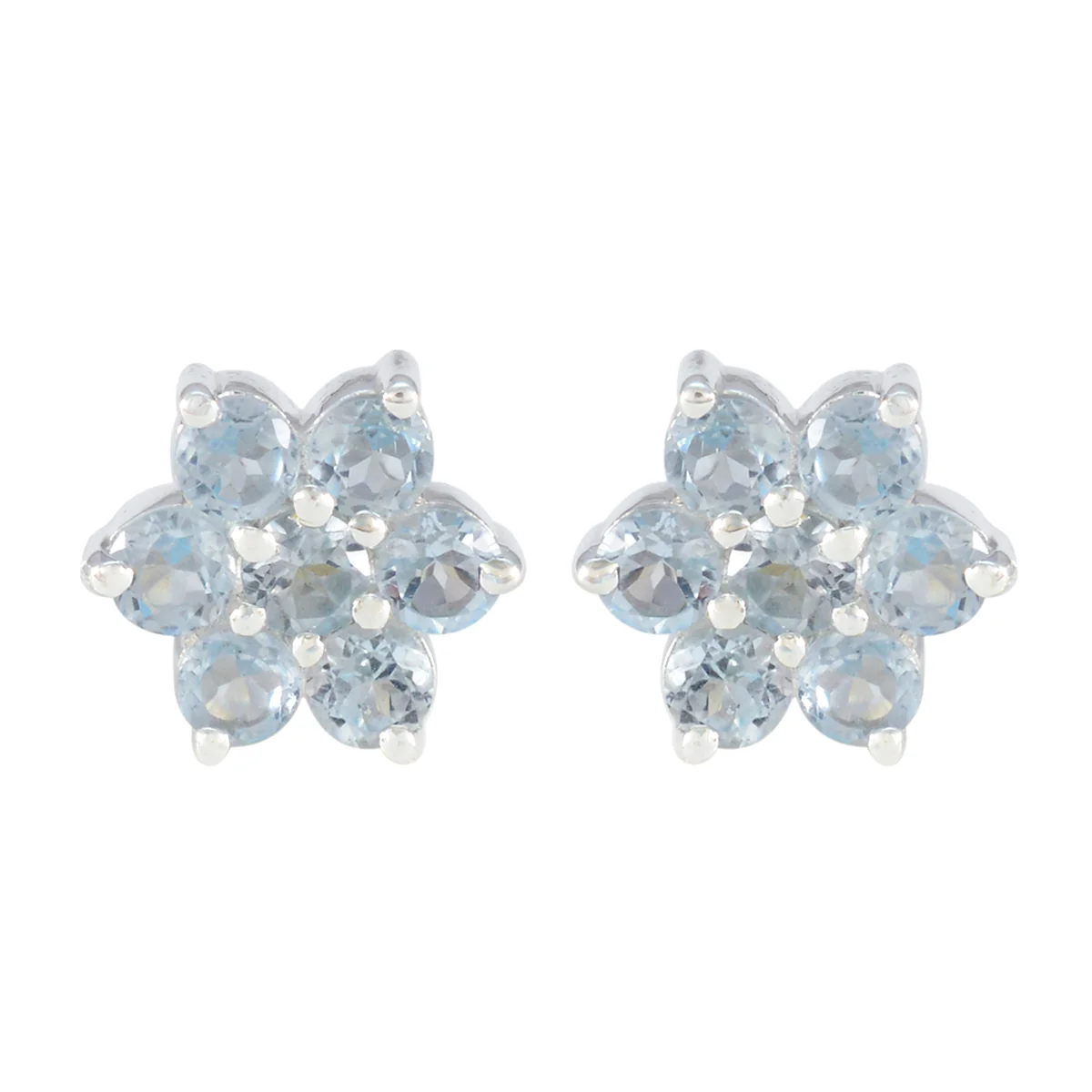 Blue Topaz Korean Nova multiple Stud Blue 92.5 Silver Earring