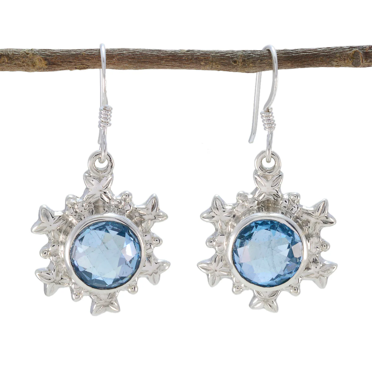 Blue Topaz Korean Rina multiple Dangle Blue 925 Silver Earring - Image 2