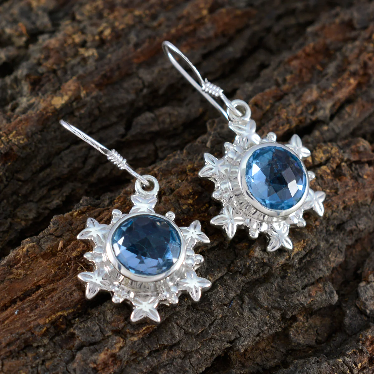 Blue Topaz Korean Rina multiple Dangle Blue 925 Silver Earring - Image 3