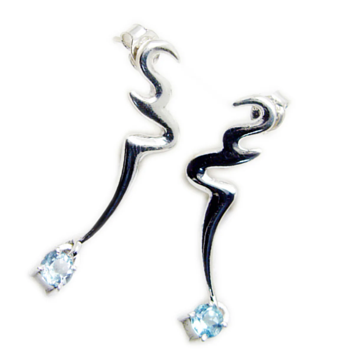 Blue Topaz Latin American Constanza Solitaire Dangle Blue 92.5 Silver Earring - Image 2