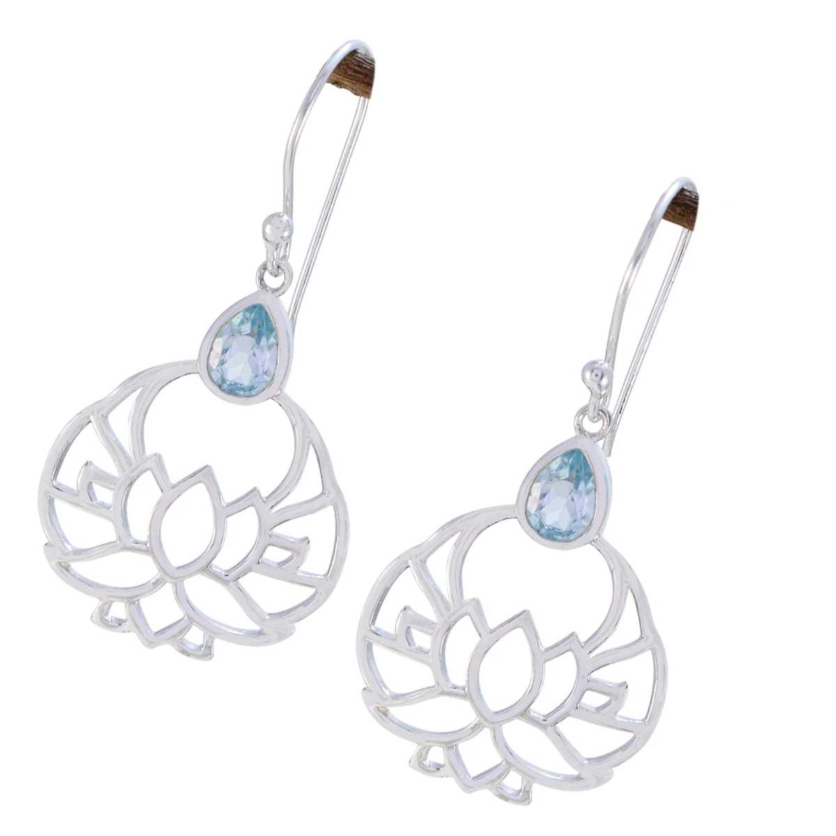 Blue topaz Latin American Li Lee Solitaire Dangle Blue Silver Earring - Image 2