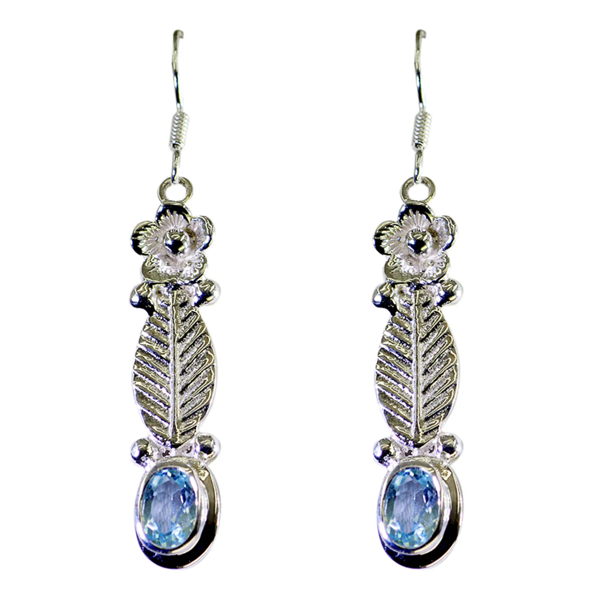 Blue topaz Latin American Nayara Solitaire Dangle Blue 925 Silver Earring - Image 3