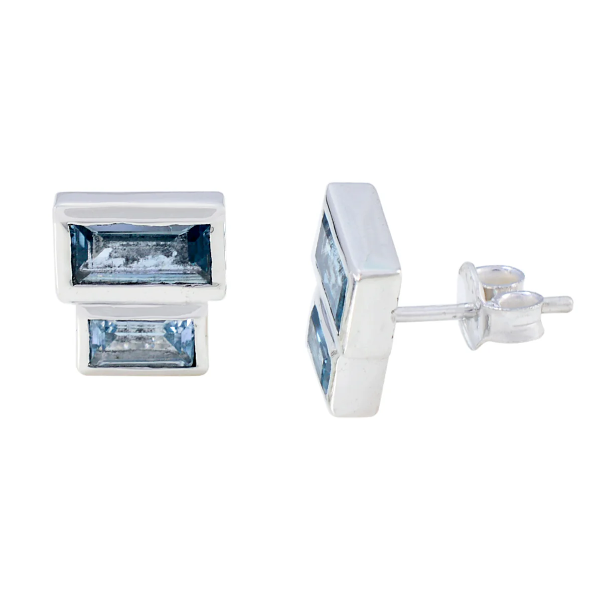 Blue topaz Latin American Rebeca multiple Stud Blue 92.5 Silver Earring - Image 2