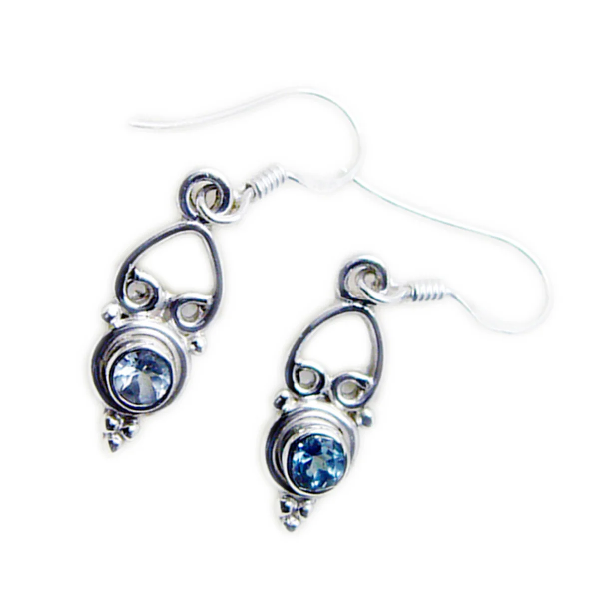 Blue Topaz Middle Eastern Carla multiple Dangle Blue 925 Silver Earring - Image 2