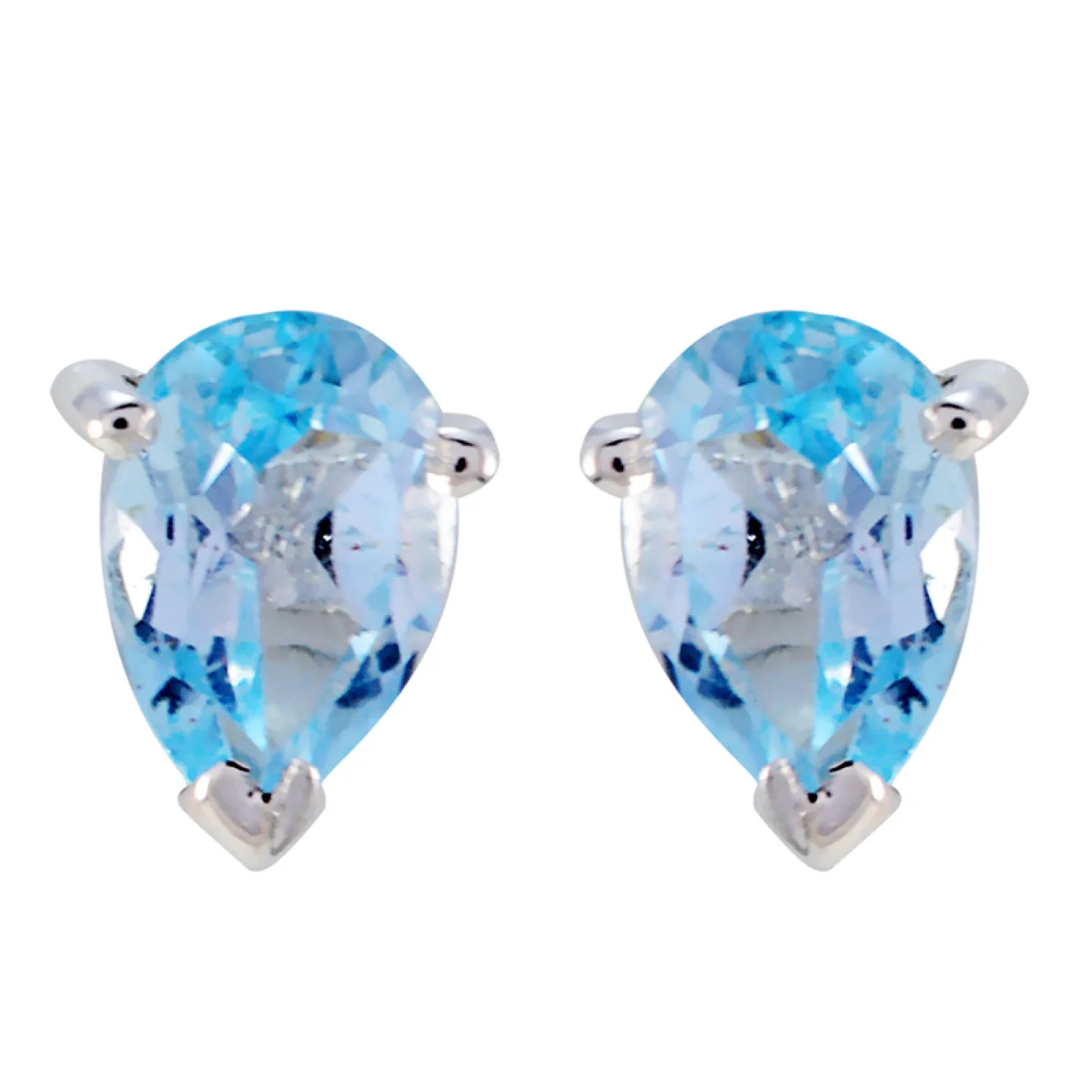 Blue Topaz Middle Eastern Rebeca Solitaire Stud Blue Sterling Silver Earring