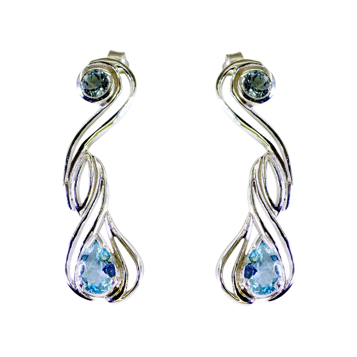 Blue topaz Moroccan Grace multiple Stud Blue 92.5 Silver Earring