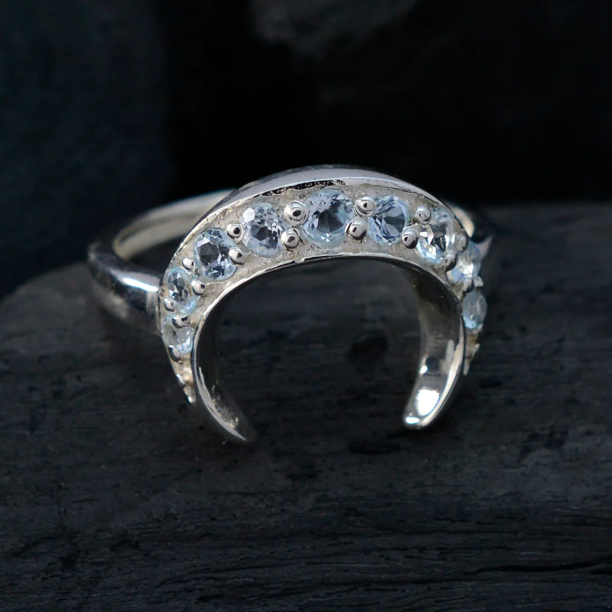 Blue Topaz multiple Korean 92.5 Silver Blue Gemstone Whisper-thin Artisan Ring Jewelry - Image 4
