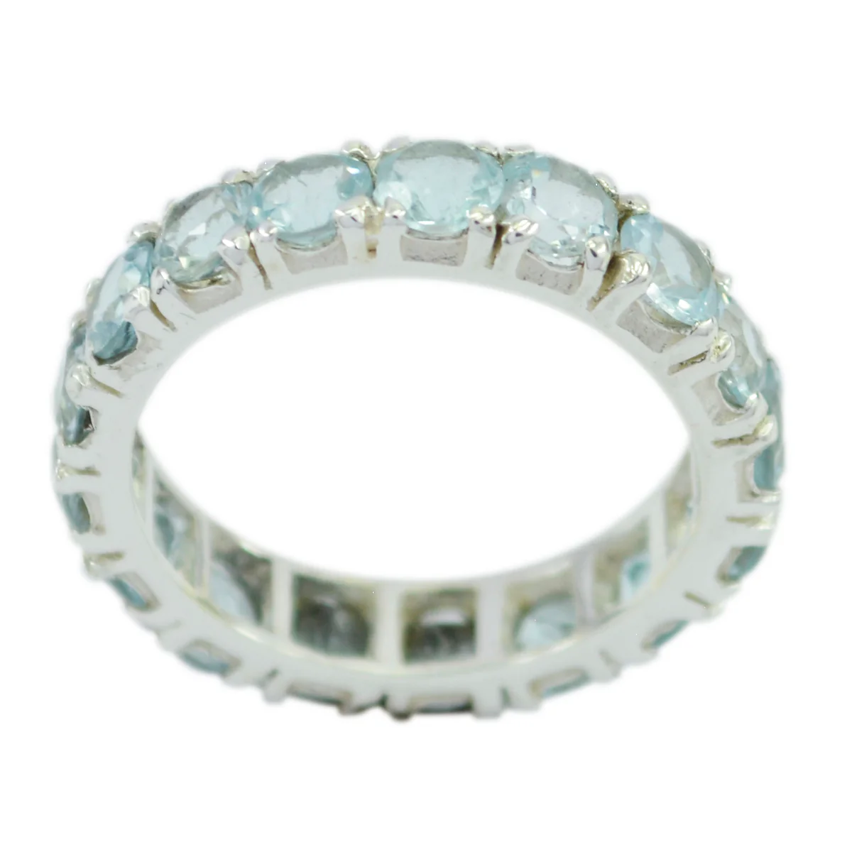 Blue Topaz multiple Turkish 925 Silver Blue Gems Dainty Eternity Band Jewelry