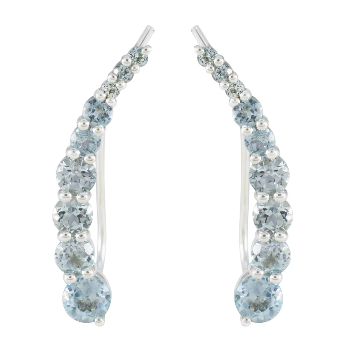 Blue Topaz Russian Yuna multiple EarCuff Blue Silver Earring