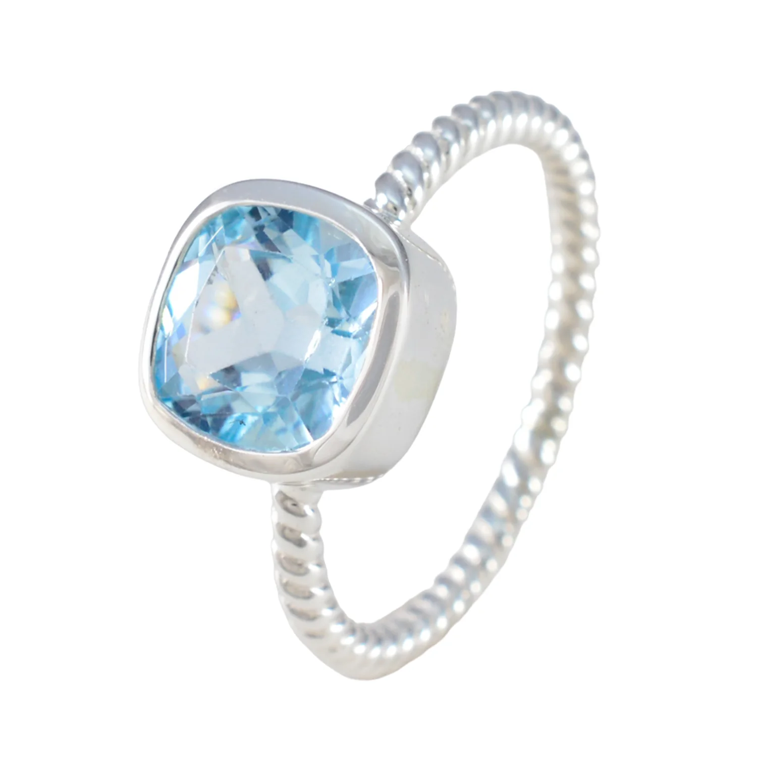 Blue Topaz Solitaire American 925 Silver Blue Gems Dainty Fairytale Ring Jewellery - Image 2