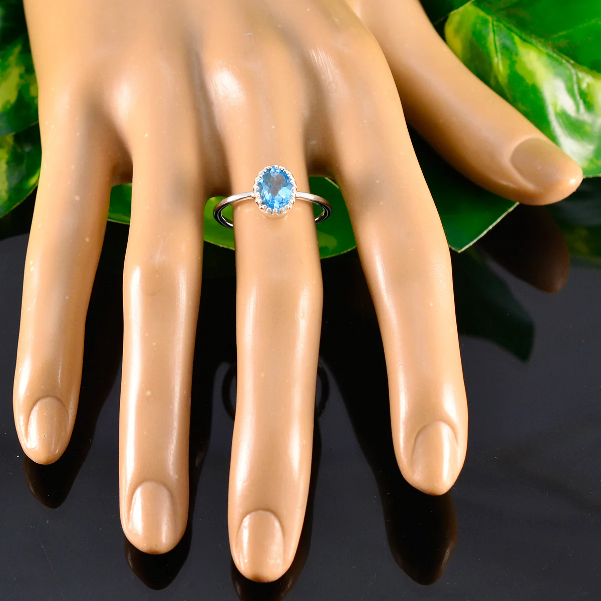 Blue Topaz Solitaire American 925 Sterling Silver Blue Gemstones Delicate Glamorous Ring Jewellery - Image 5