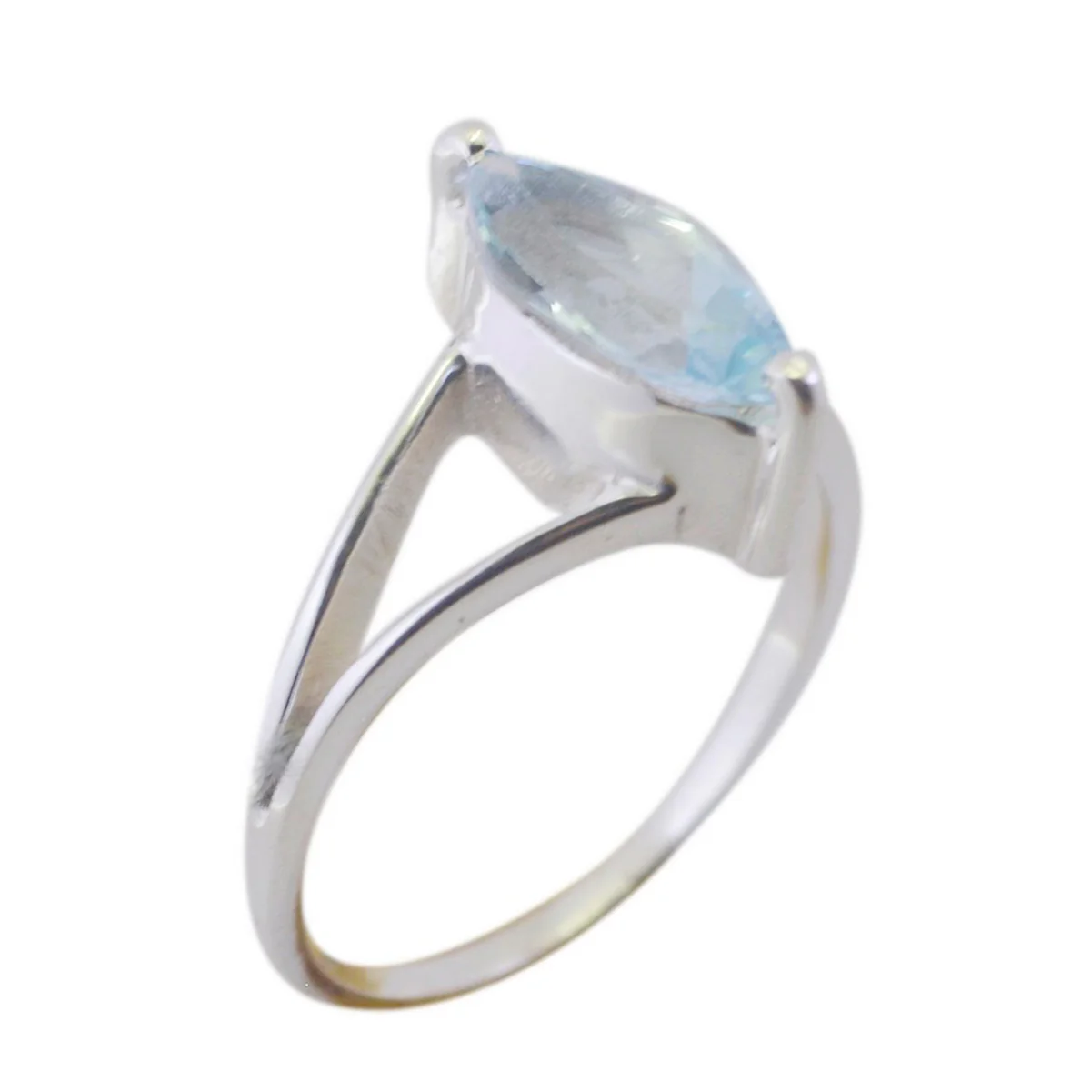 Blue Topaz Solitaire American Sterling Silver Blue Gemstone Minimalist Modern Ring Jewellery - Image 3