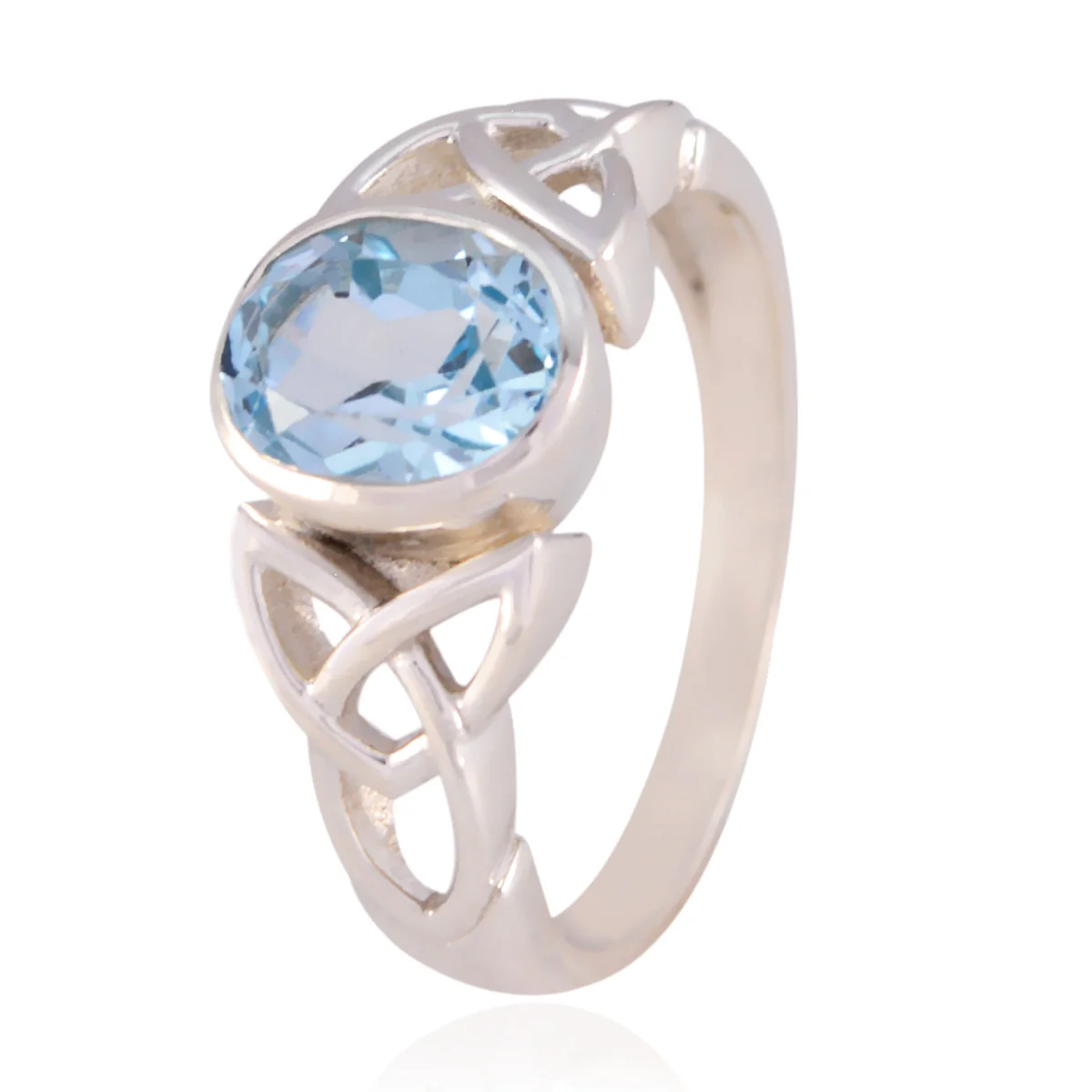 Blue Topaz Solitaire Egyptian 92.5 Silver Blue Gemstone Minimal Boho Ring Jewelry - Image 2