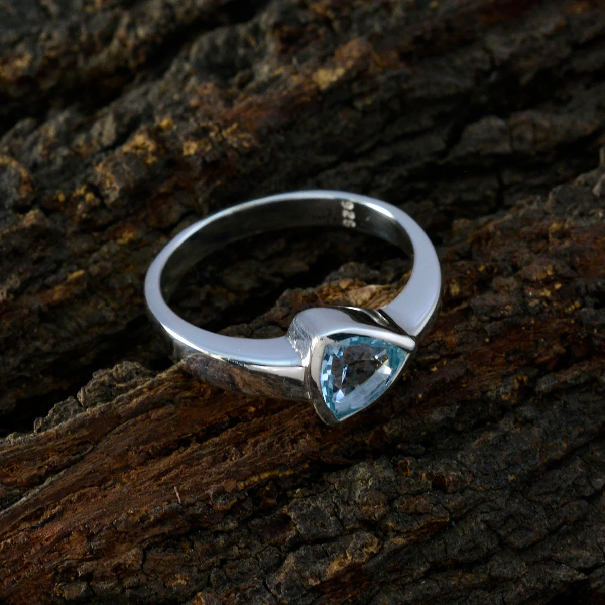 Blue Topaz Solitaire Egyptian 92.5 Silver Blue Gemstone Tiny Artisan Ring Jewelry - Image 3