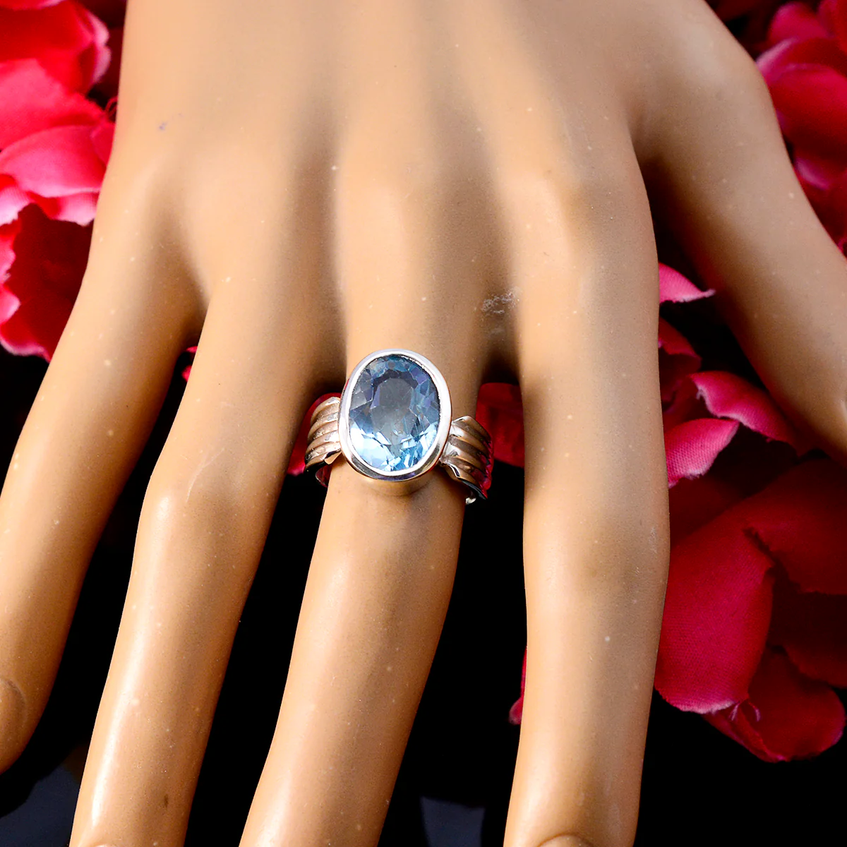 Blue Topaz Solitaire Egyptian 925 Sterling Silver Blue Gemstones Versatile Heritage Ring Jewellery - Image 5