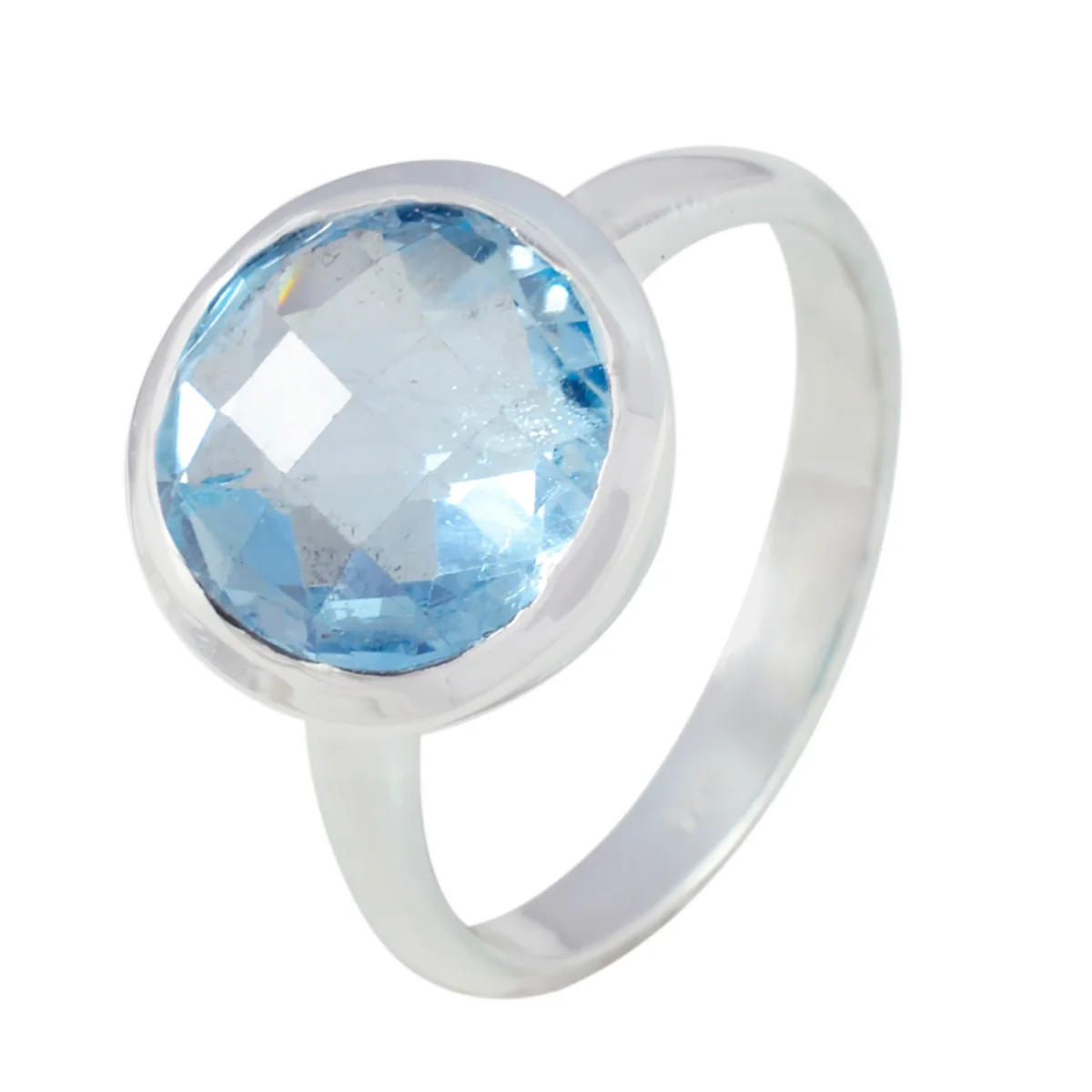 Blue Topaz Solitaire Egyptian Sterling Silver Blue Gemstones Tiny Sophisticated Ring Jewelry - Image 2