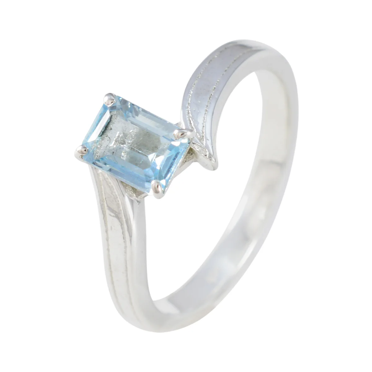 Blue Topaz Solitaire German Sterling Silver Blue Gems Featherlight Artisan Ring Jewelry - Image 2